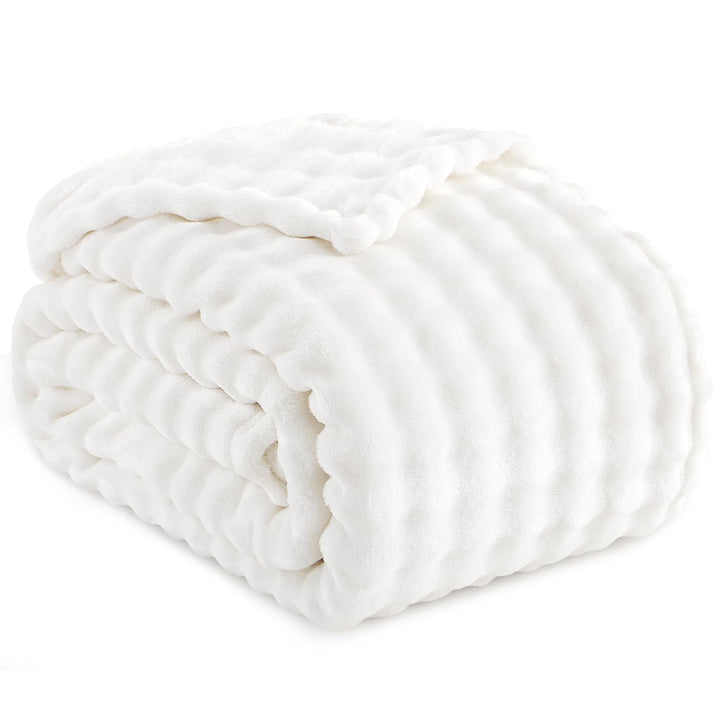 RUIKASI Bubble Decke Kuscheldecke Flauschig Weiss - 150x200cm Sofadecke & Couchdecke aus Plüsch, War