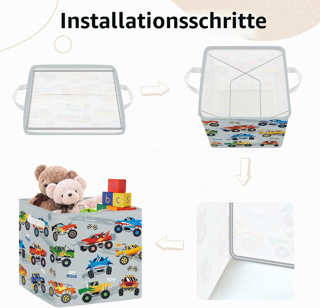 Clastyle 3 Stück Auto Aufbewahrungsbox Stoff für Kallax Faltbar Aufbewahrungskorb Klein Schrank Orga