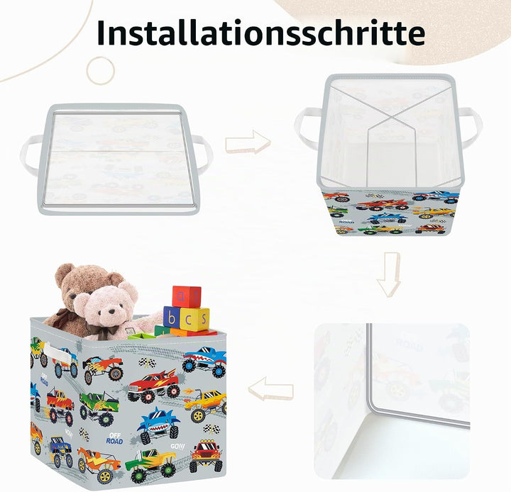 Clastyle 3 Stück Auto Aufbewahrungsbox Stoff für Kallax Faltbar Aufbewahrungskorb Klein Schrank Orga