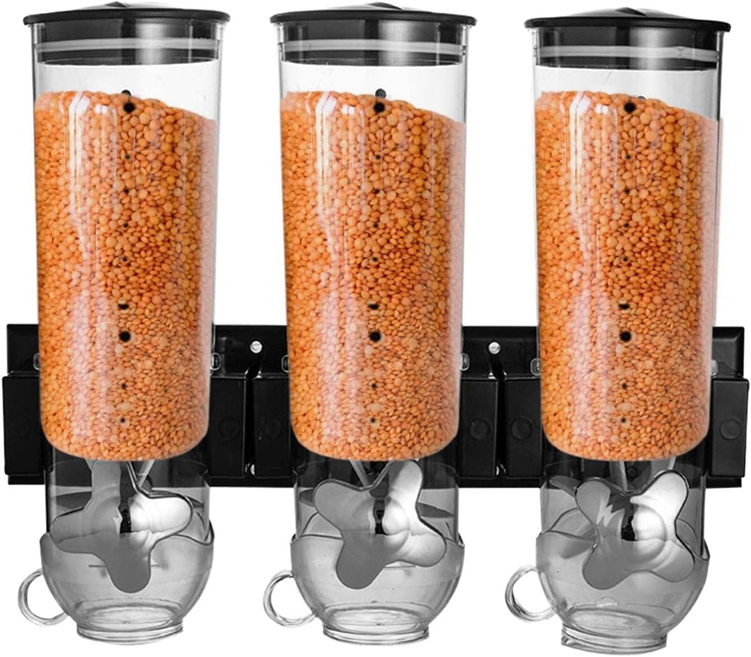 Wandmontierter Trockenfutterspender, Dreifach-/Doppelkontrolle Küchenspender Behälter für Müsli, Haf