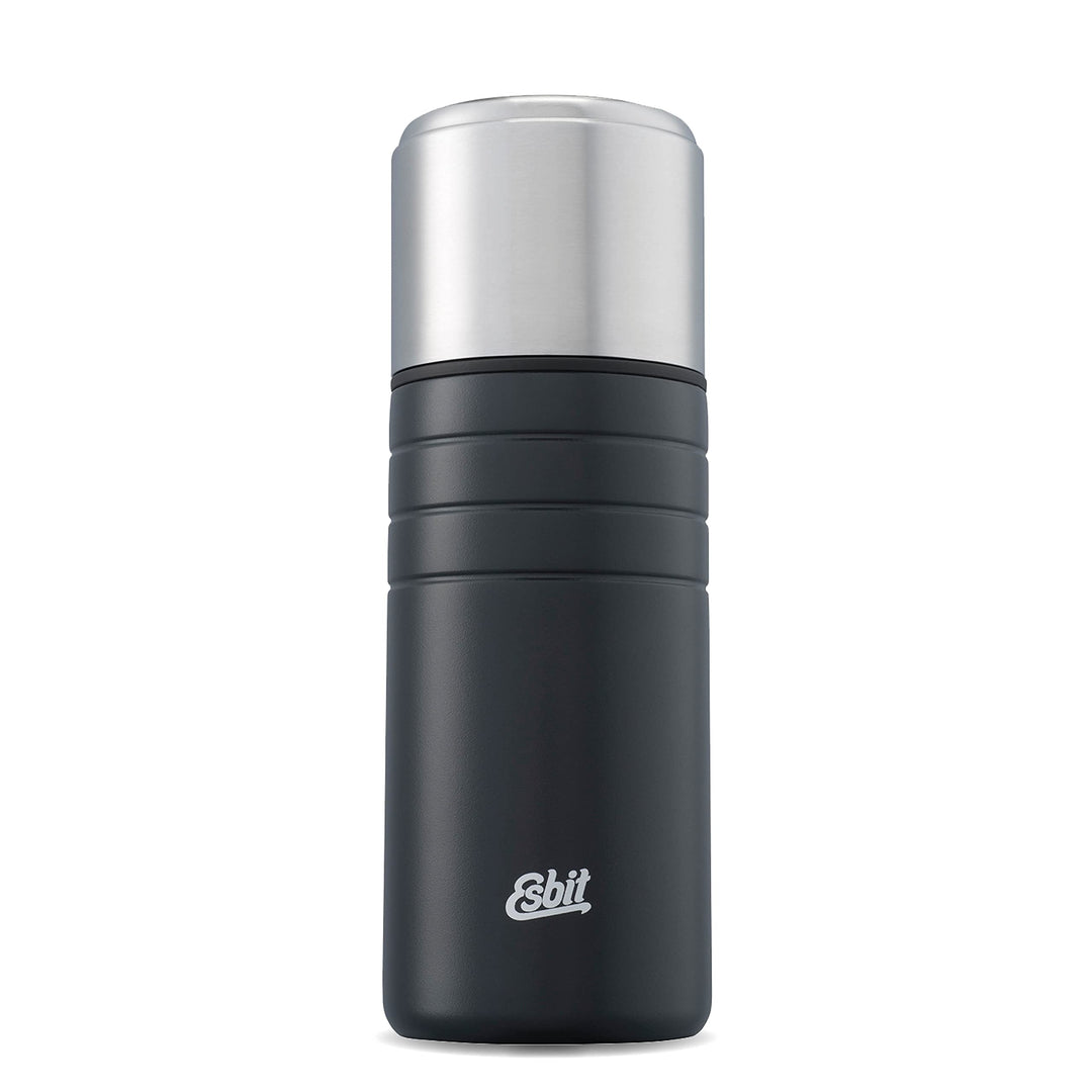 Esbit Isolierflasche Majoris mit Becher - Trinkflasche 500 ml aus Edelstahl in Schwarz - für warme u