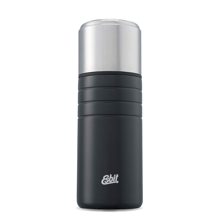 Esbit Isolierflasche Majoris mit Becher - Trinkflasche 500 ml aus Edelstahl in Schwarz - für warme u