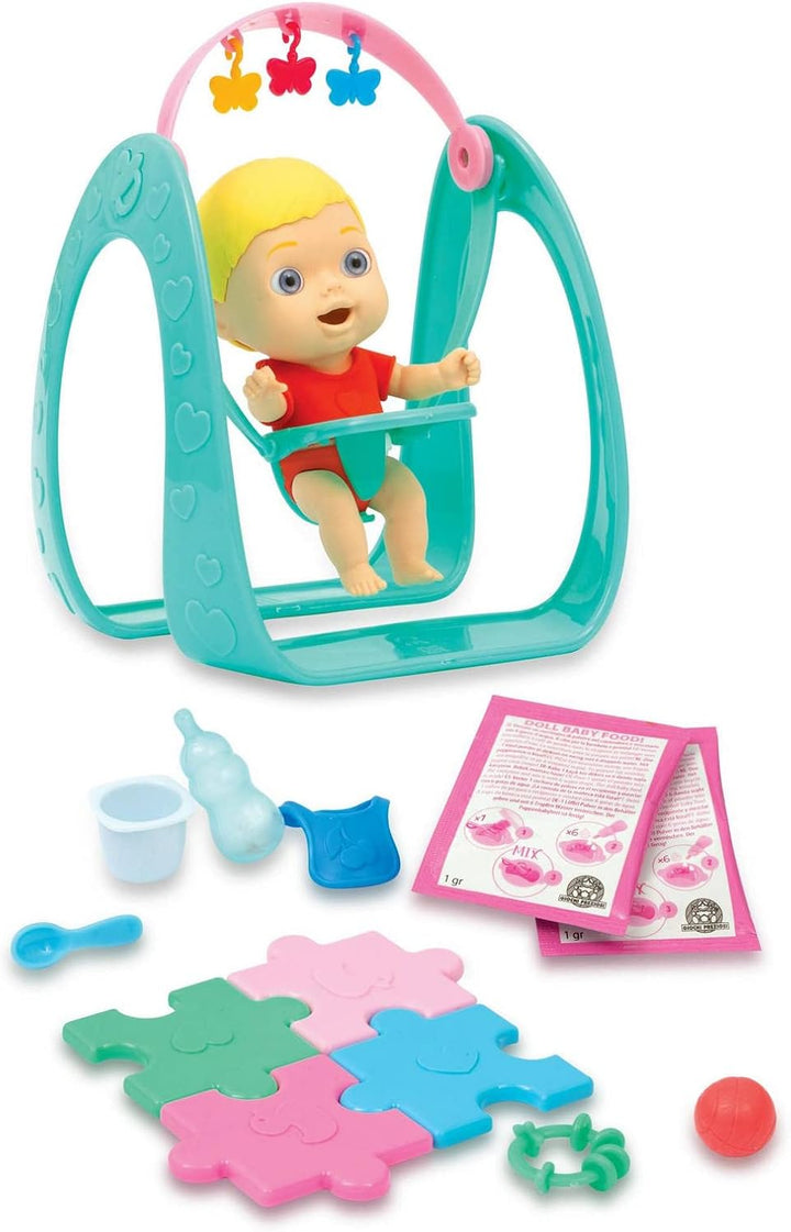 Cicciobello CC000100 Amicci Play Time, süsses Baby Blond mit bunten Windeln, Mini-Figur mit Zubehör,