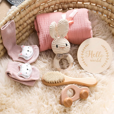 Youuys 6-Teilig Baby Geschenk zur Geburt für Neugeborene, Baby Geschenk Mädchen Junge, Badetücher, R