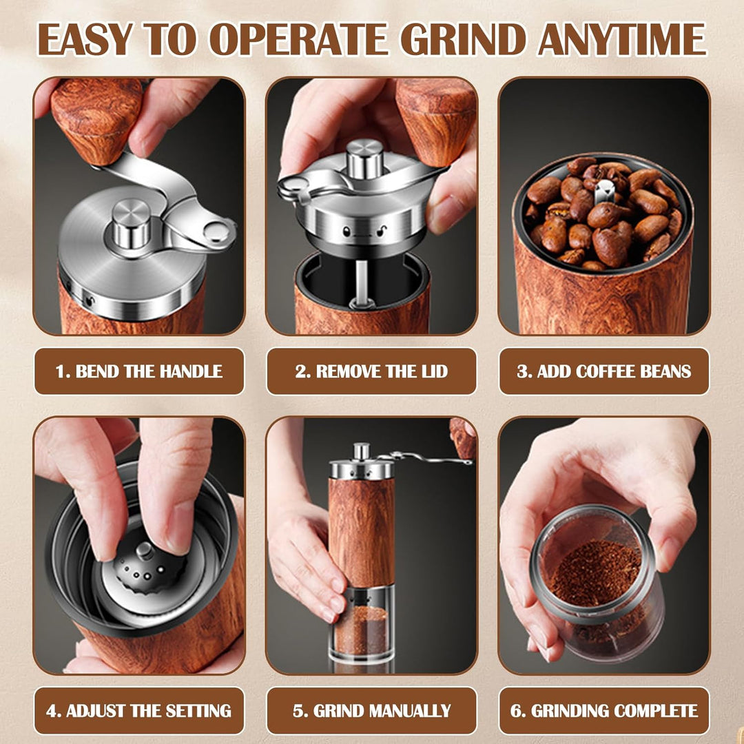 Manuelle Kaffeemühle, Tragbare Handkaffeemühle mit Abnehmbarem Griff, Kaffeemühle Manuell mit Kerami