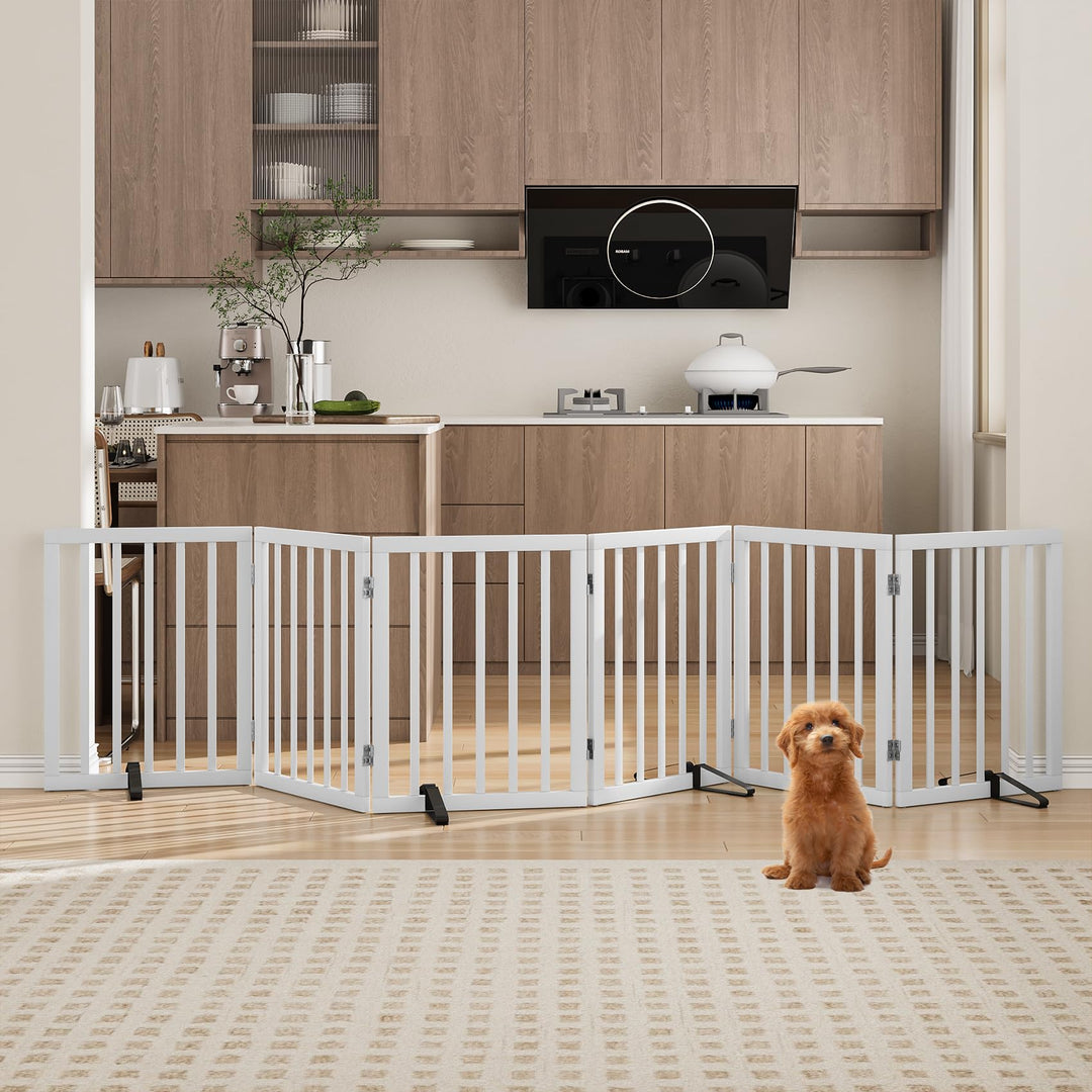 Freistehendes Hundegitter, Faltbares Hundebarriere für Tür,Treppen,Flur,Küche &amp; Schlafzimmer, Freist