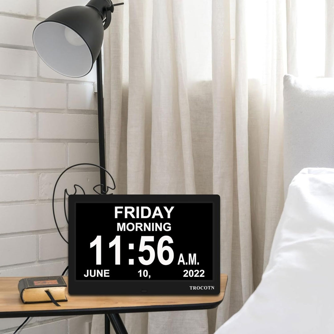 TROCOTN 10 Zoll Digitale Uhr Tagesuhr Grosses Display Wecker Wanduhr (schwarz) 10 Zoll Schwarz, 10 Z