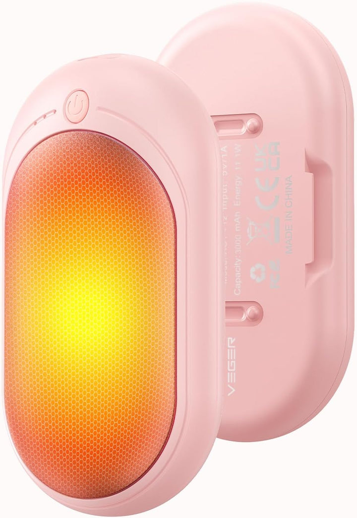 VEGER Handwärmer, Wiederaufladbar Taschenwärmer 2er-Pack mit 3 Stufen, Schnelle Wärme, Handlich & Pr