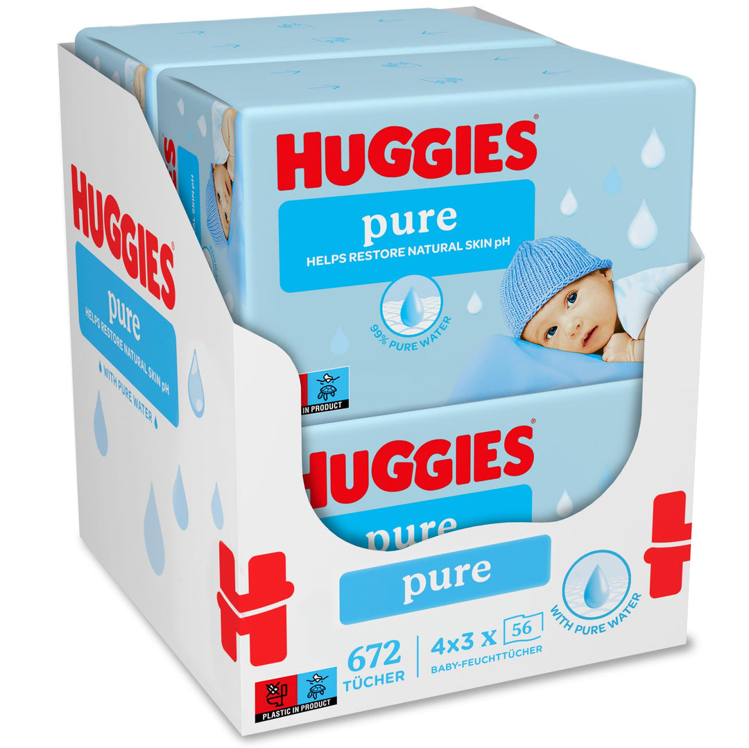 Huggies Pure Baby-Feuchttücher 12er Pack (4 X 3 Packungen, 672 Tücher) NEW, NEW