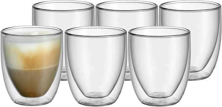 WMF Kult doppelwandige Cappuccino Gläser Set 6-teilig, doppelwandige Gläser 250ml, Schwebeeffekt, Th