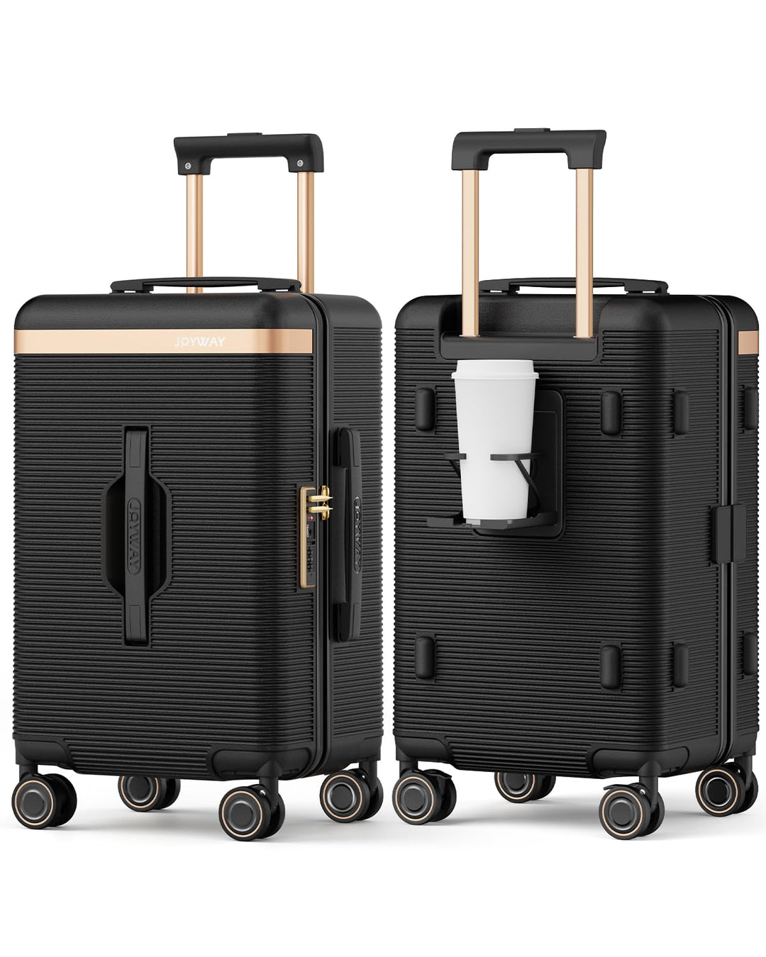 Joyway Koffer Reisekoffer von ABS Hartschalen Trolley mit Getränkehalter und druckfestem Rahmen, Han