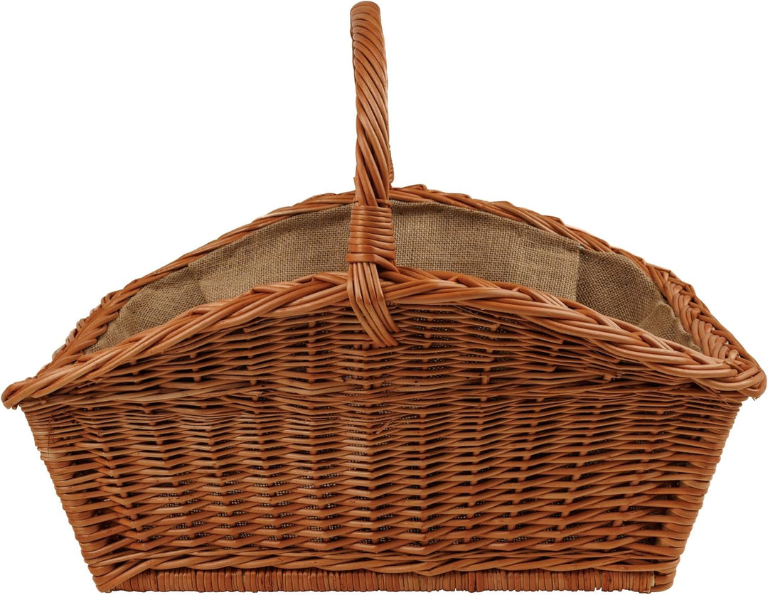 BOGATECO Weidenkorb mit Henkel, rechteckig | Kaminkorb 60x40x28 | Handgewebt, massiv | Holzkorb mit