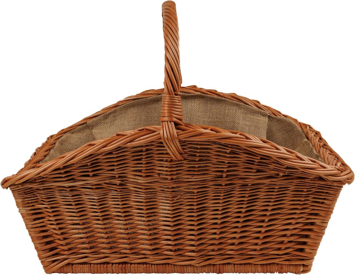 BOGATECO Weidenkorb mit Henkel, rechteckig | Kaminkorb 60x40x28 | Handgewebt, massiv | Holzkorb mit