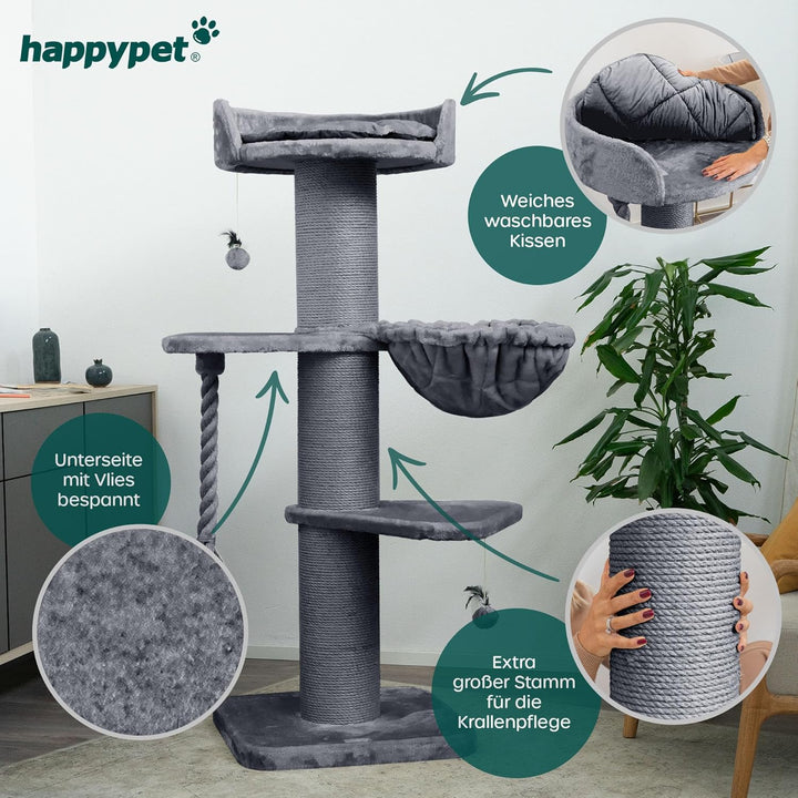 HAPPYPET Premium Kratzbaum Grosse Katzen Stabil 'Cooper' – 150 cm Grosser Katzenbaum, Kletterbaum fü