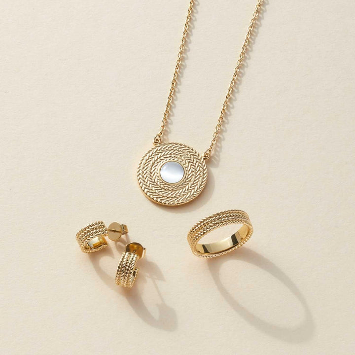 Leonardo Jewels Theresia Ohrringe, Creolen-Stecker aus Edelstahl, gold Zopf-Muster Kordel-Optik,1,1
