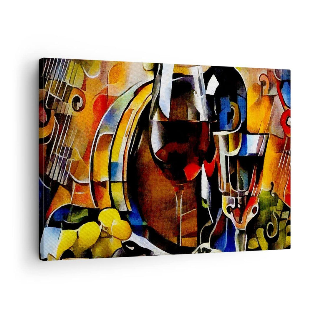Bilder auf Leinwand Wein Abstraktion Leinwandbild mit Rahmen 70x50cm Wandbilder Dekoration Wohnzimme