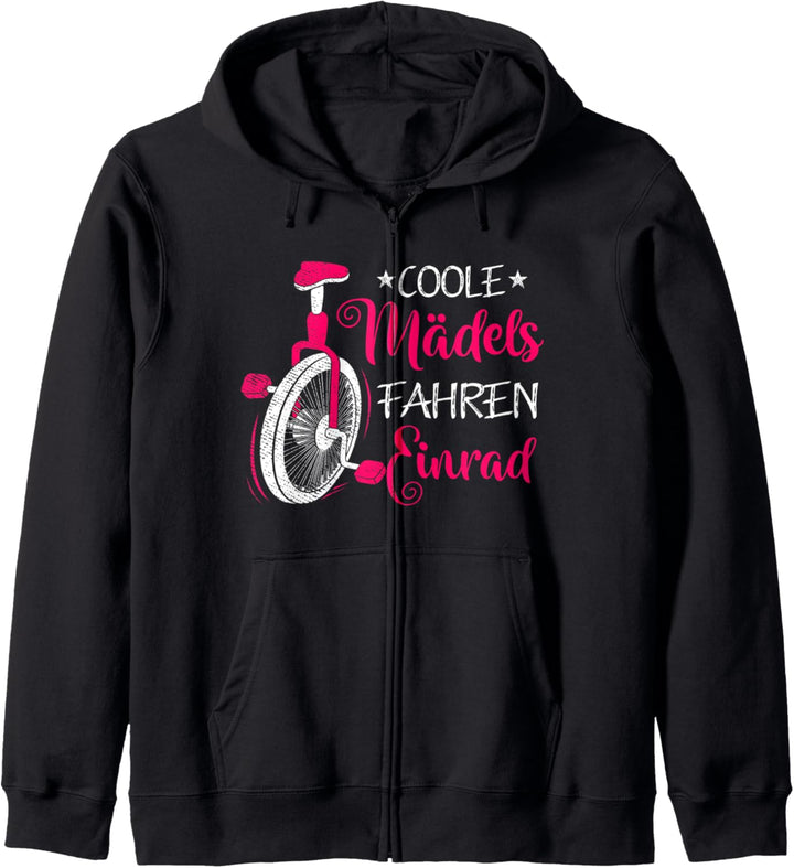 Coole Mädchen Fahren Einrad Radsportarten Einradfahrerin Kapuzenjacke