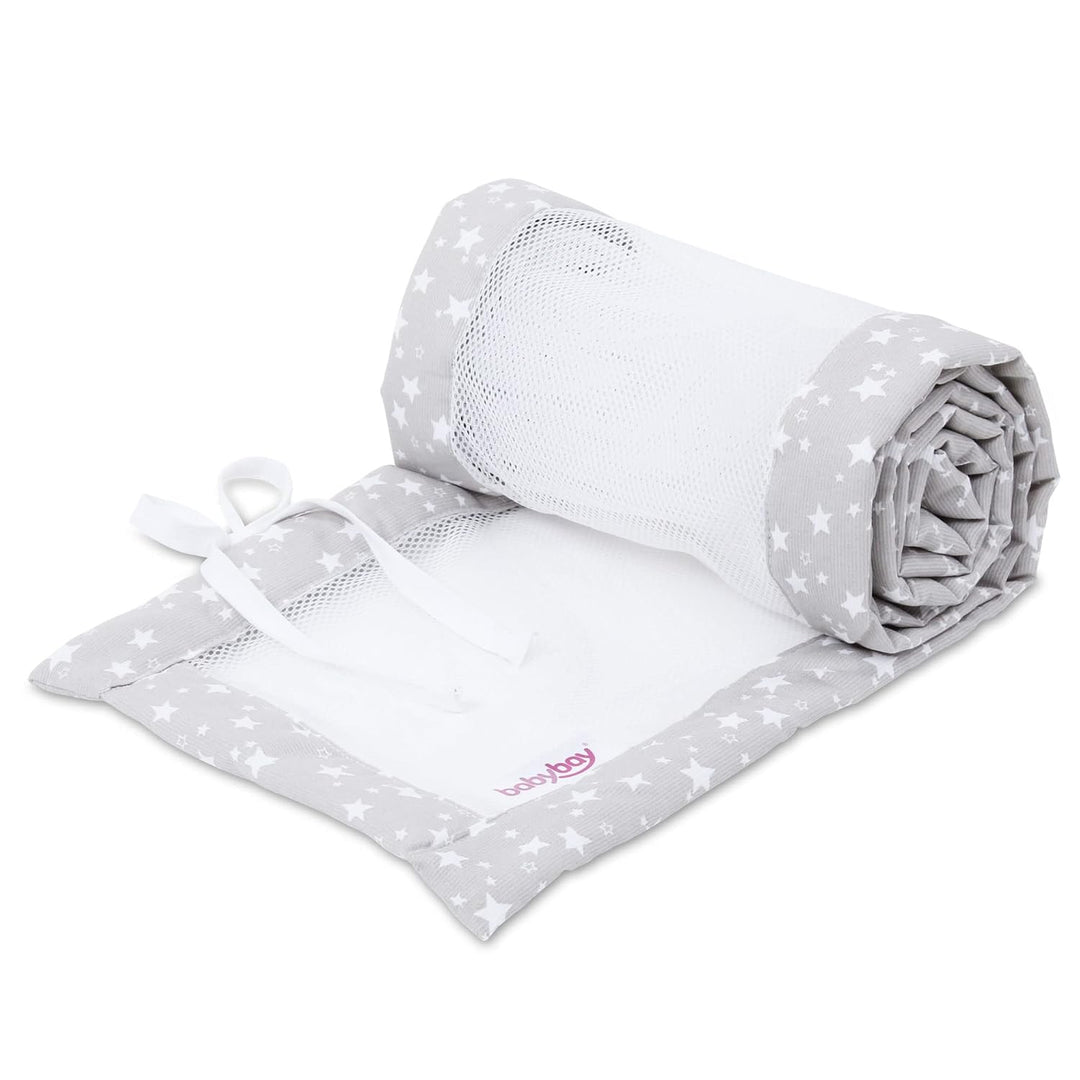 babybay Nestchen Mesh-Piqué passend für Modell Maxi, Boxspring und Comfort, perlgrau Sterne weiss pa