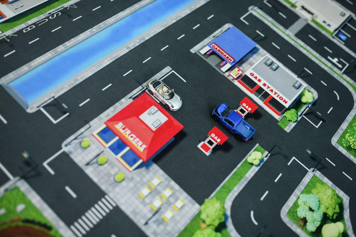 Kinder Spielteppich Strasse & Auto (200x160 cm) - abwaschbar, rutschfest &-zertifziert - Teppich Jun