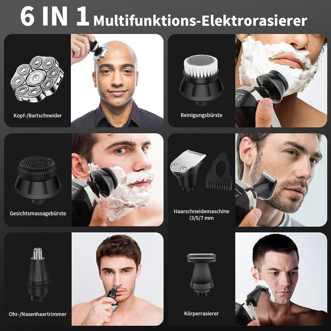 Glatzen Rasierer Herren Elektrisch 9D Skull Shaver – Nass & Trocken Kopfrasierer Wasserdicht mit USB