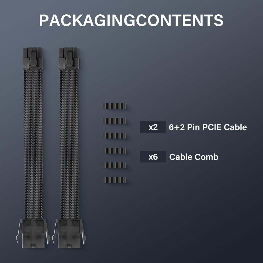 Verlängerungskabel-Adapter ATX 8-polig auf ATX 8-polig (6+2) Stecker, Weiss, für PC Build, High-End-