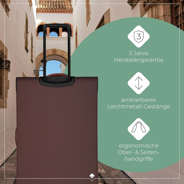 Travelite 4-Rad Koffer Grösse L Weichschale aus recyceltem Material, Gepäck Serie VIIA: Trolley mit