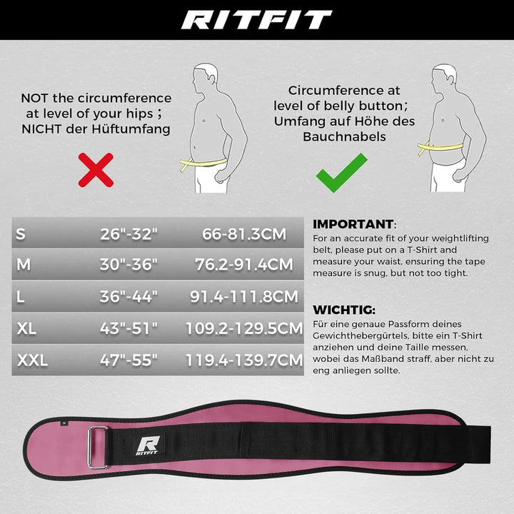 RitFit Gewichthebergürtel Herren & Damen 6'' Dip Gürtel | mit Klettverschluss, für Krafttraining, Bo