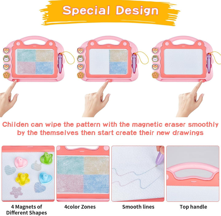 Magnetische Maltafel Zaubertafel,Magnetische Zaubertafeln Kinder mit 4 Form Stempel,Spielzeug zum Sc