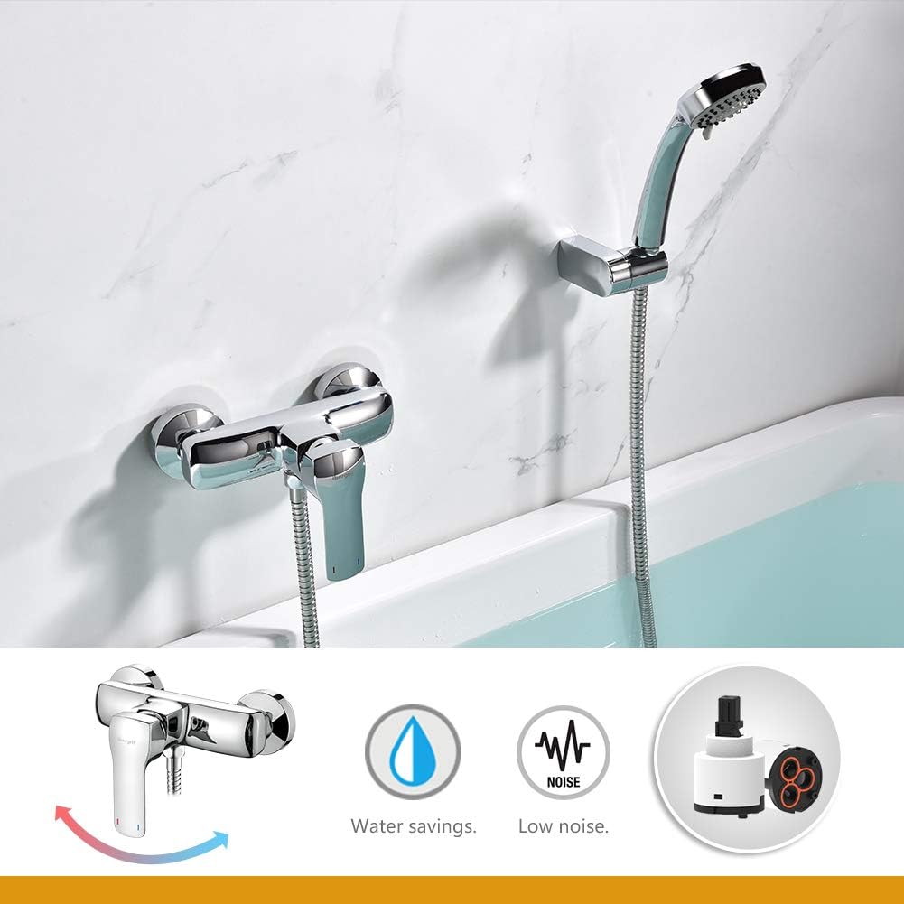 Ibergrif Mines - Einhand Duscharmatur Set, Brausebatterie mit Duschkopf, Duschkopfhalter, und Brause