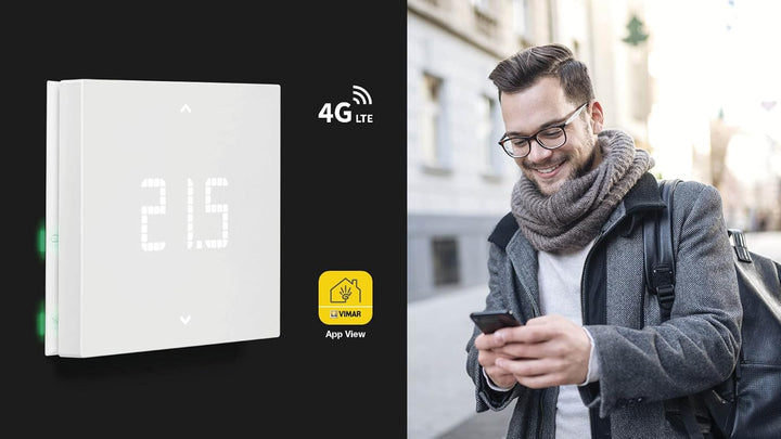 Vimar 02913 Smart LTE-Thermostat, kompatibel mit den Sprachassistenten Alexa und Google, lokale Steu
