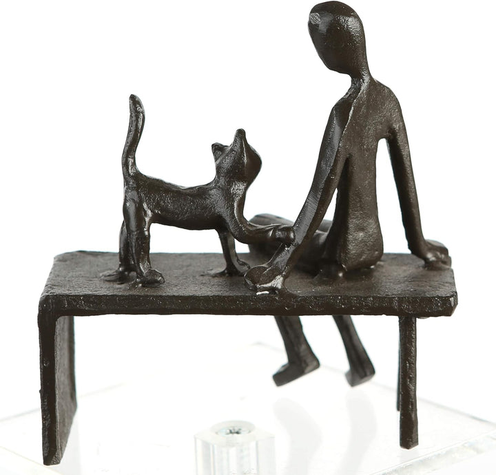 Casablanca - Design/Skulptur Zuwendung - Katze auf Bank - Eisen brüniert - Höhe 12 cm
