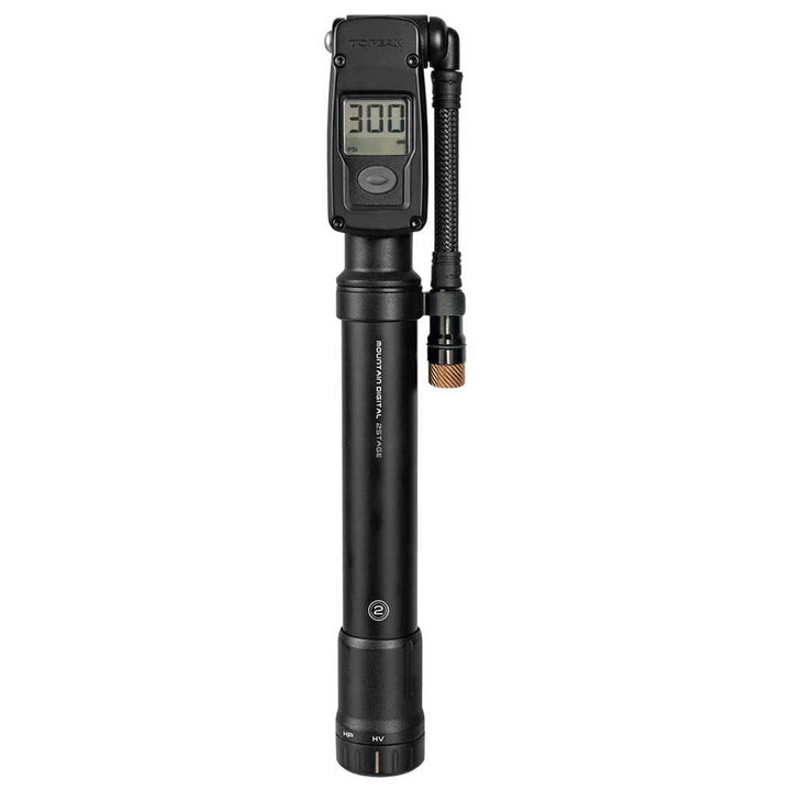 Topeak Mountain Digital 2Stage Minipumpe verfügt über einen innovativen 2Stage-Selector, Druckwerte