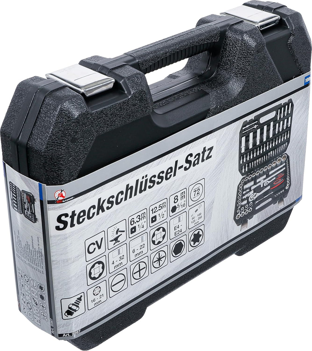 BGS Diy 2287 | Steckschlüssel-Satz | Antrieb 6,3 mm (1/4") / 12,5 mm (1/2") | 108-tlg. 108-tlg. | An