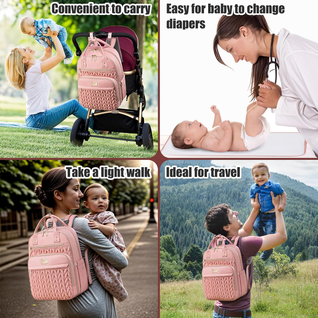 Wickeltaschen-Rucksack, stilvolle Baby-Wickeltasche, wasserdichter Reise-Wickelrucksack mit Wickelun
