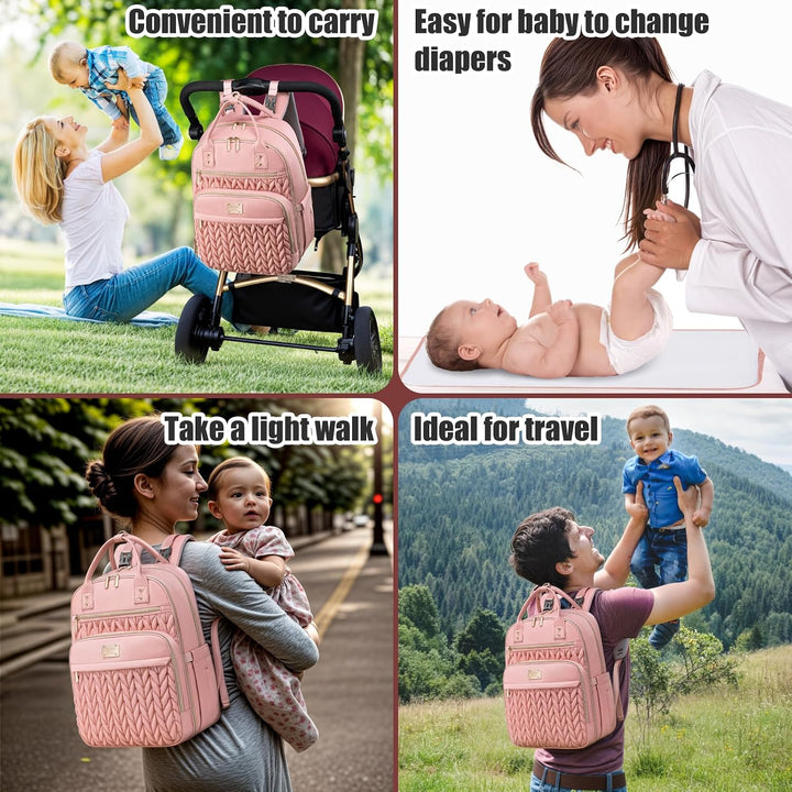 Wickeltaschen-Rucksack, stilvolle Baby-Wickeltasche, wasserdichter Reise-Wickelrucksack mit Wickelun