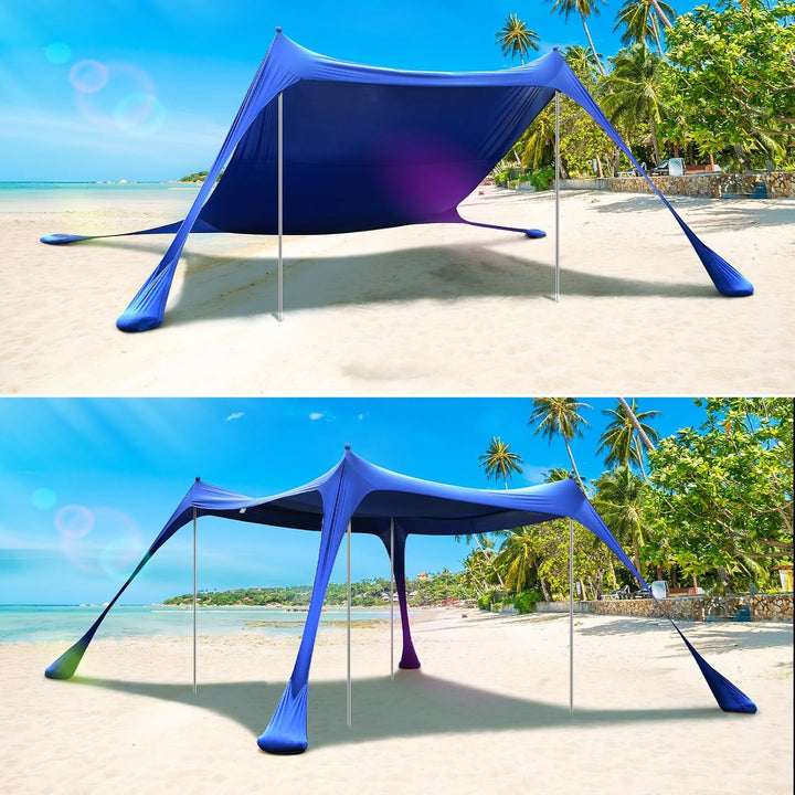 Sportneer Strandmuschel UV Schutz, Strandzelt 3m x 3m x 2m High UPF50+ mit 4 Alustangen 4 Sandsäcken