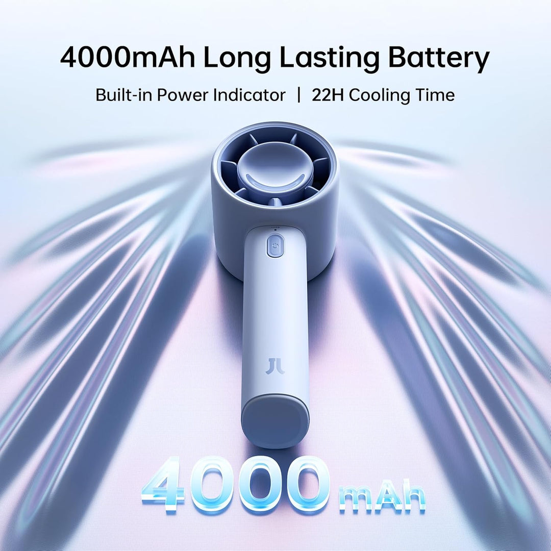 JISULIFE Mini Ventilator, 4000 mAh Handventilator Akku Aufladbar, bis zu 22 Stunden Kühlung, 5 Gesch