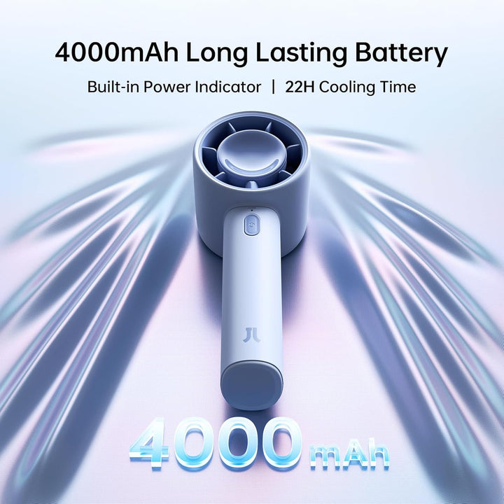 JISULIFE Mini Ventilator, 4000 mAh Handventilator Akku Aufladbar, bis zu 22 Stunden Kühlung, 5 Gesch