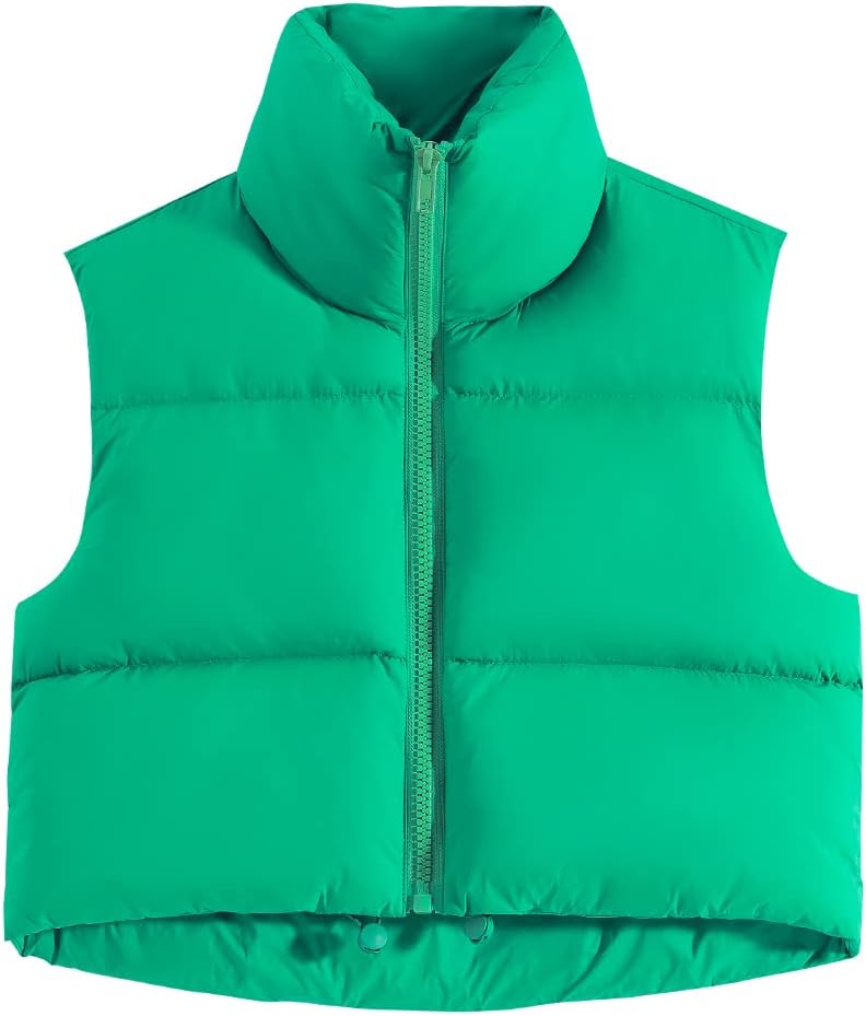 fuinloth Damen Weste Kurz Stehkragen Steppweste Warm Winter Crop Puffer Weste mit Reissverschluss Är