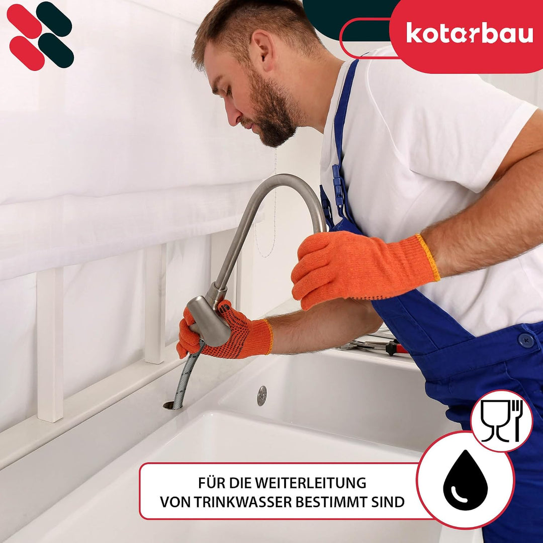 KOTARBAU® 2er Set Flexschlauch - Wasserschlauch - 60 cm - Panzerschlauch - 1/2“ x 3/8“ - ÜM x Quetsc