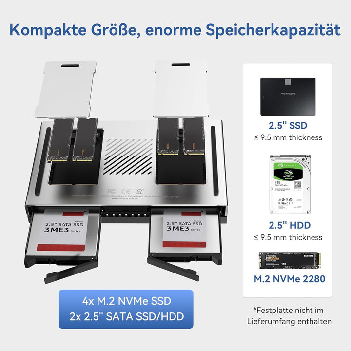LincStation N2 6-Bay NAS-Server - Intel N100 Quad-Core | 16GB LPDDR5 | 128GB eMMC | 10GbE | 2X SATA