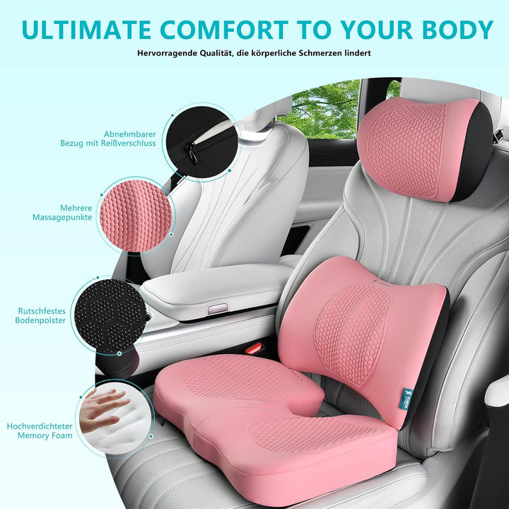 FLORICH Auto Sitzkissen und Lendenkissen Memory Foam Schreibtischstuhl Kissen Ergonomisches Sitzkiss