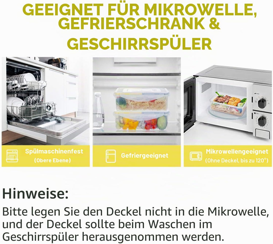 EASYLOCK 6PACK 1150ML Plastik Frischhaltedosen Set mit Deckel, Meal Prep Boxen, Aufbewahrungsbox Küc