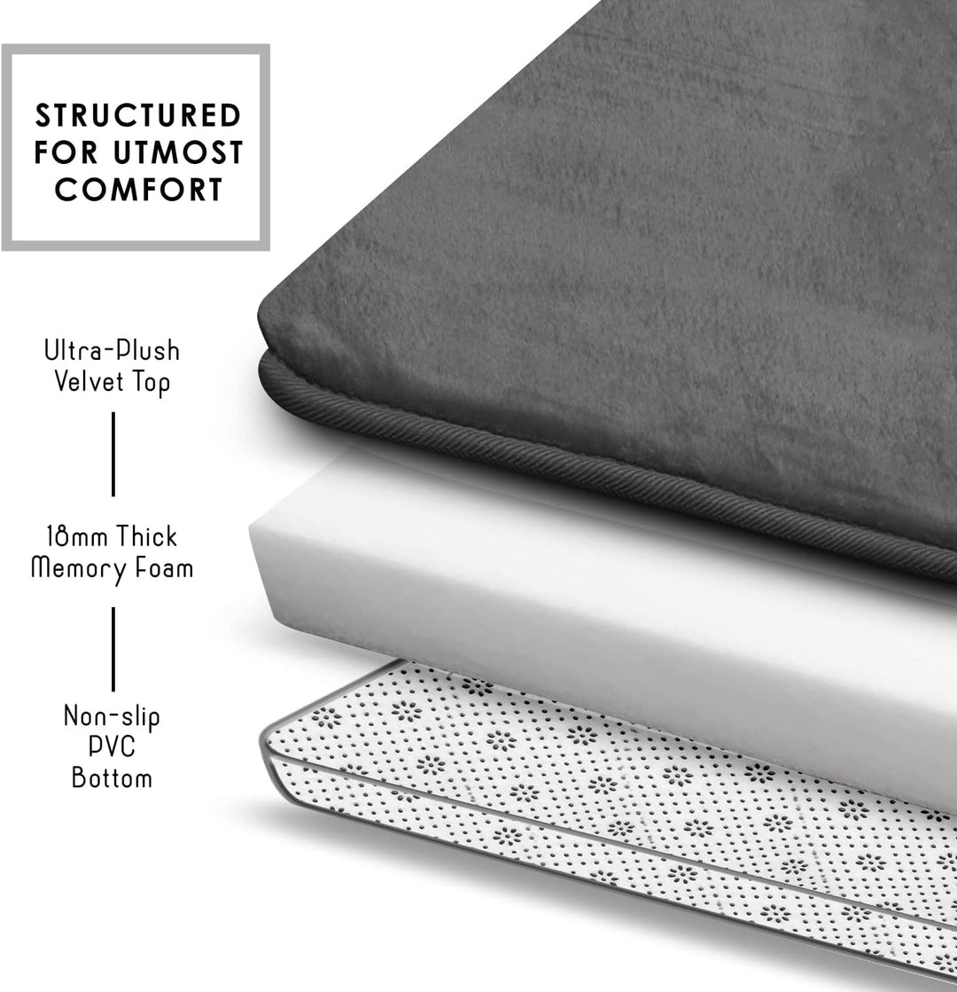 Clara Clark Rutschfester Rückstellschaum Set of 3 - Small/Large/Contour grau 3 Piece - 20 x 32 / 17