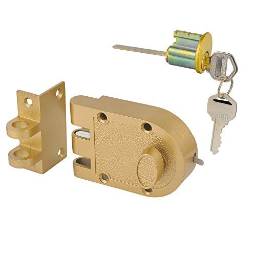 SUMBIN Jimmy Proof Riegelschloss mit Schlüssel, goldfarben Silberfarben, Orange