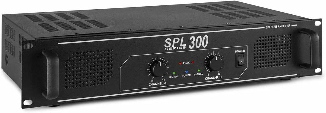 SkyTec SPL300 PA Verstärker Endstufe 300 Watt, mit 3-Band-Equalizer, 3 Kanal Input, Chinch, AUX, ide