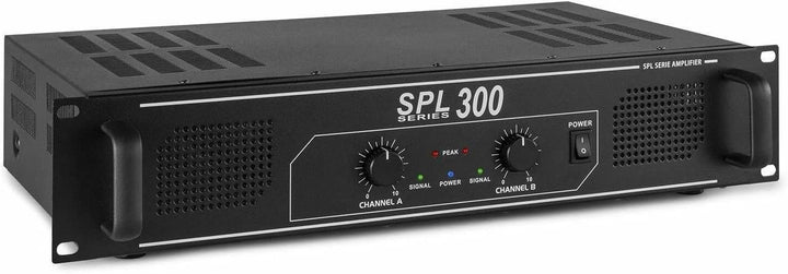SkyTec SPL300 PA Verstärker Endstufe 300 Watt, mit 3-Band-Equalizer, 3 Kanal Input, Chinch, AUX, ide