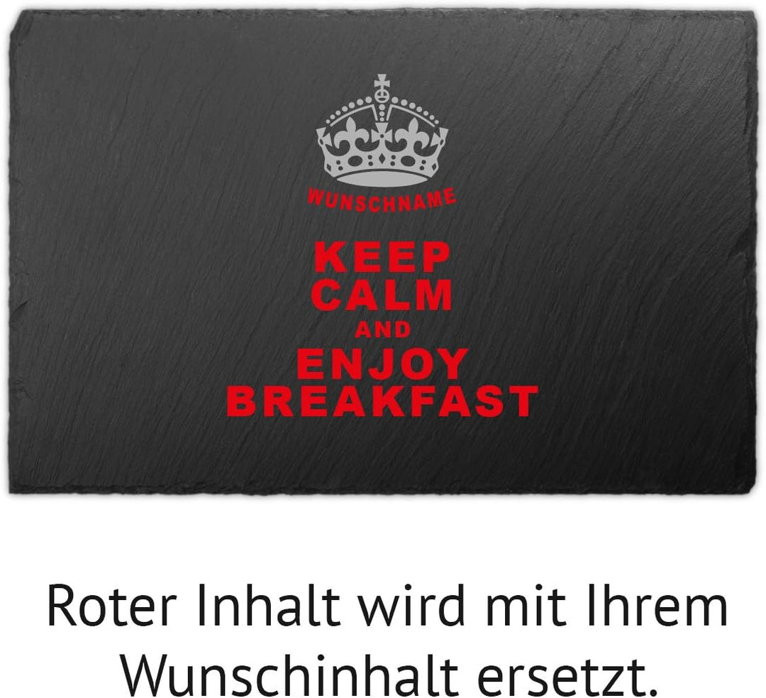 Schiefer Buffettplatte Frühstücksbrettchen Schneidebrett - Keep Calm, Keep Calm
