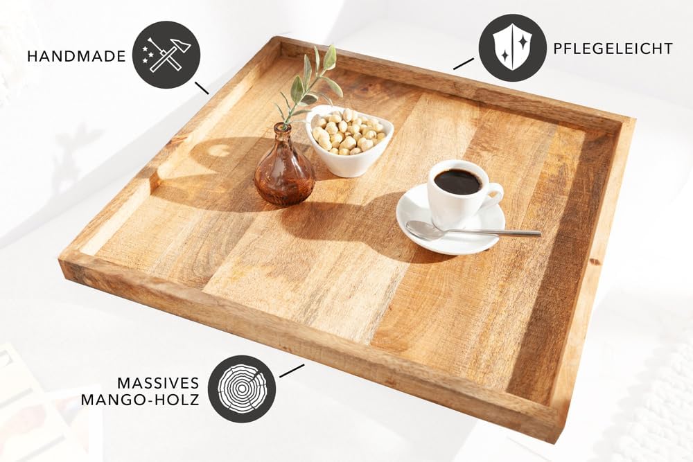 Tablett MAKASSAR 50cm - Natur - Mangoholz griffige Haptik pflegeleicht | Montiert, variabel einsetzb