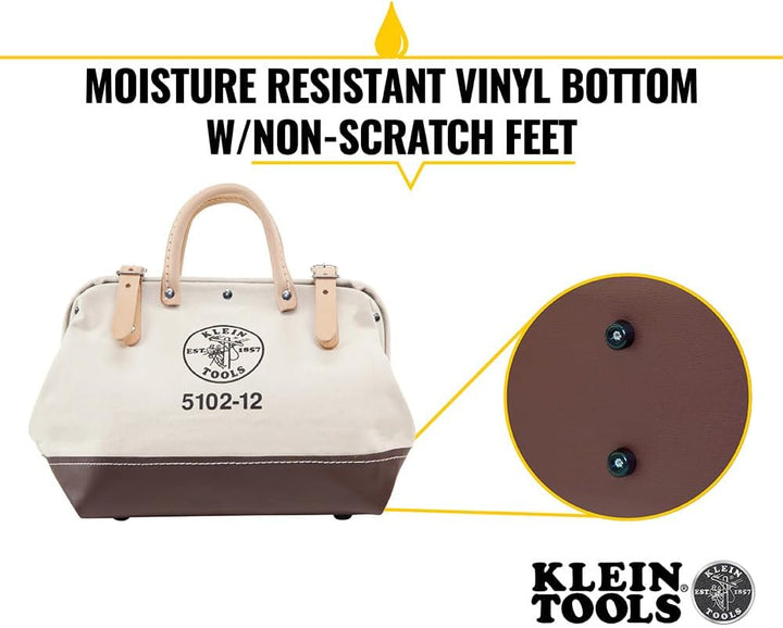 Klein Tools 5102-12 Werkzeugtasche aus Naturleinen, strapazierfähig, Werkzeugtasche, Mehrzwecktasche